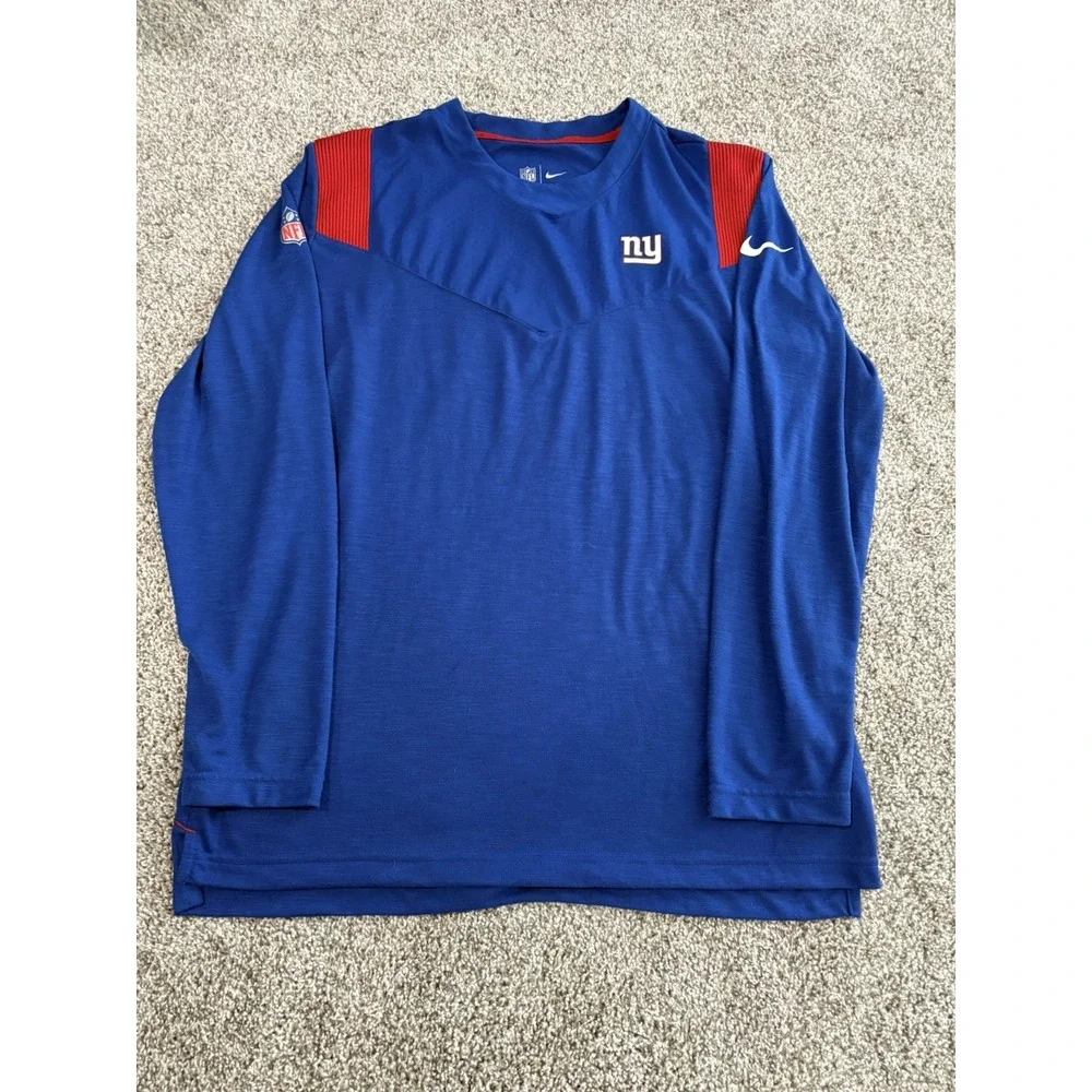 Nike New‎ York Giants NFL Dri-FIT Long Sleeve Shirt Blue Red Mens Large